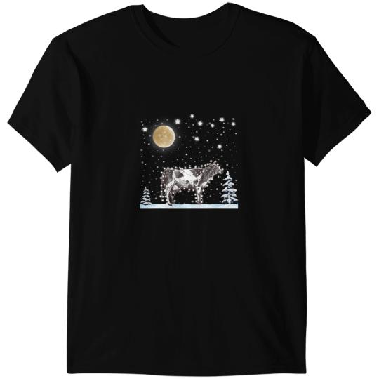 Cattle Cow Light Tree Christmas xmass Snow Lover 87 T-Shirts