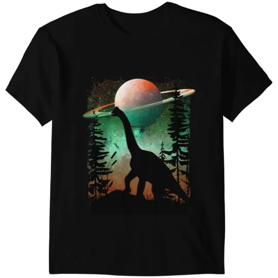 Dinosaur Dino Brontosaurus Dinosaur SciFi Galaxy Star Night Nature T-Shirts