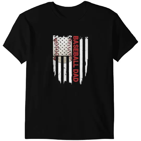 Baseball Gift Coachs Dad American Flag Fathers Day T-Shirts