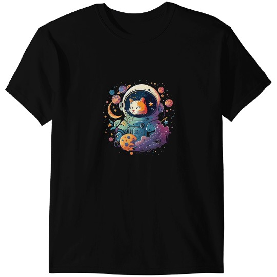 Cat Paws Astronaut Outer Space Kitty on Galaxy Cat Lover 3 T-Shirts