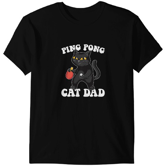 black cats Paws Ping Pong Cat Dad Outfit Table Tennis Cats Table Tennis T-Shirts