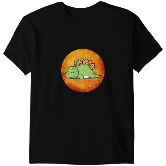 Dinosaur Dino Cute Sleeping Dinosaur Fires Color Dino Lover Stegosaurus T-Shirts