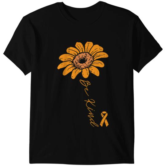 Leukemia Survivor Sunflower Orange Ribbon Be Kind Leukemia Cancer Awareness T-Shirts