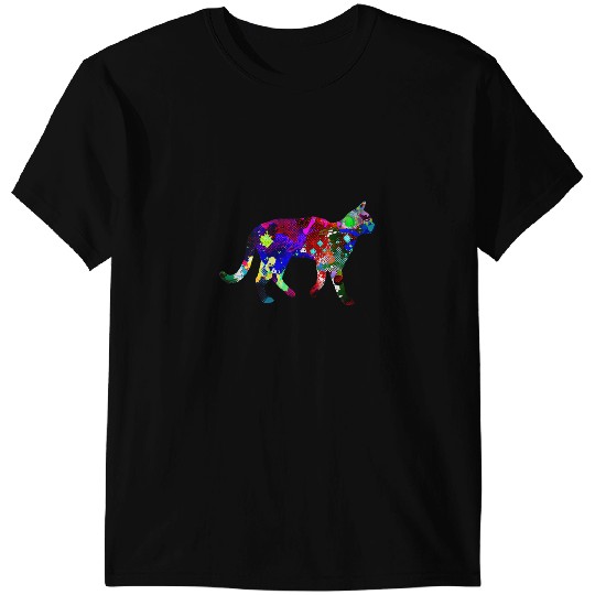 black cats Paws crazys Cat Lady Kitty Art with Paint Splatters T-Shirts