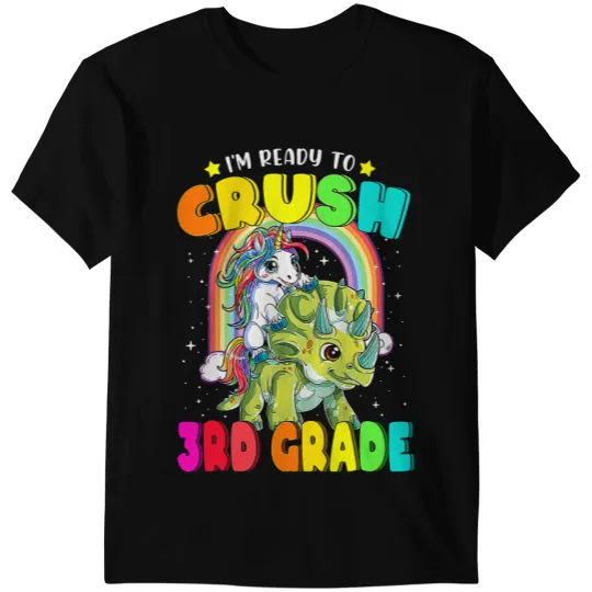 Dinosaur Dino Unicorns Im Ready To Crush rd Grade Unicorns Riding Dino Triceratops T-Shirts