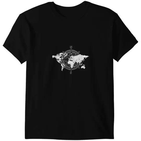 Compass Traveling Cartography Countries World Map T-Shirts