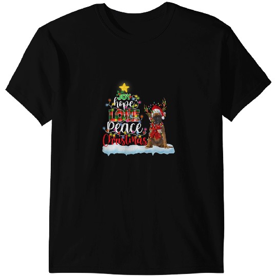 Boxer Santa Hat Reindeer Costume Christmas Light 312 Boxers Dog T-Shirts