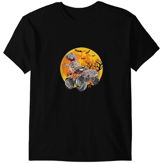 Dinosaur Dino Dino Spooky Season Halloween Monster Truck Pumpkin Mummy Dinosaur T-Shirts
