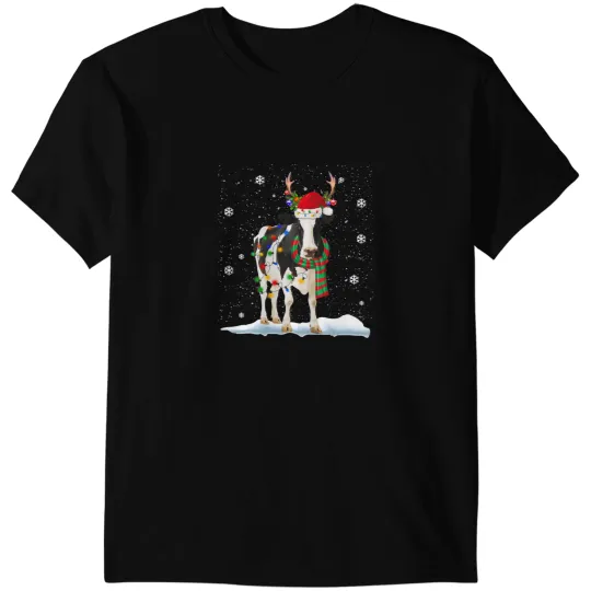 Cattle Cow Reindeer Santa Cow Christmas Lights 3 T-Shirts