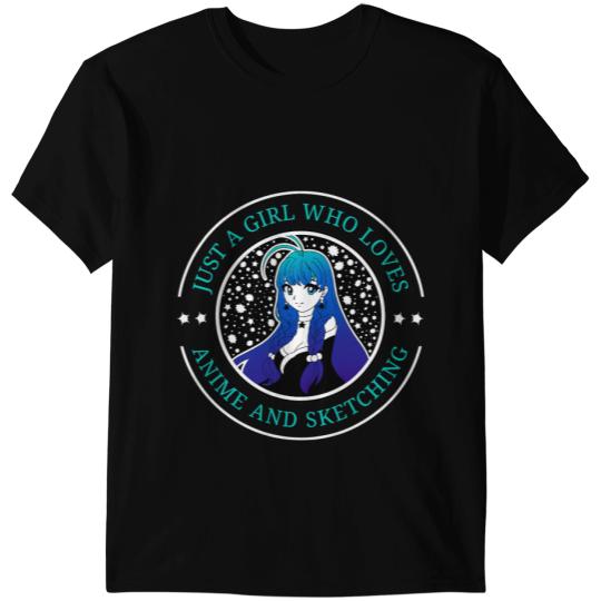 Astronauts Just a Girl Who Loves Anime and Sketching Japan Art Space T-Shirts