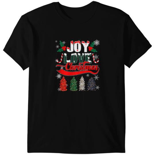 Joy Love Christmas Trees Gingham Plaid LEO Cheetah Print T-Shirts
