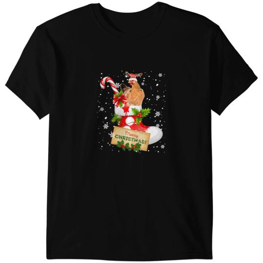 Chicken Poultry Merry Christmas Funny Santa Reindeer Chicken In Sock Farmer 285 T-Shirts