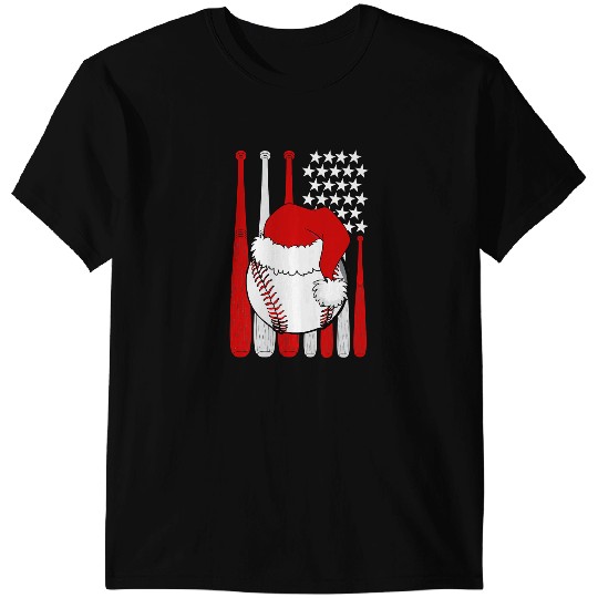 Baseball Gift American Flag vintages Christmas Baseball Ball Santa Hat xmass 214 T-Shirts