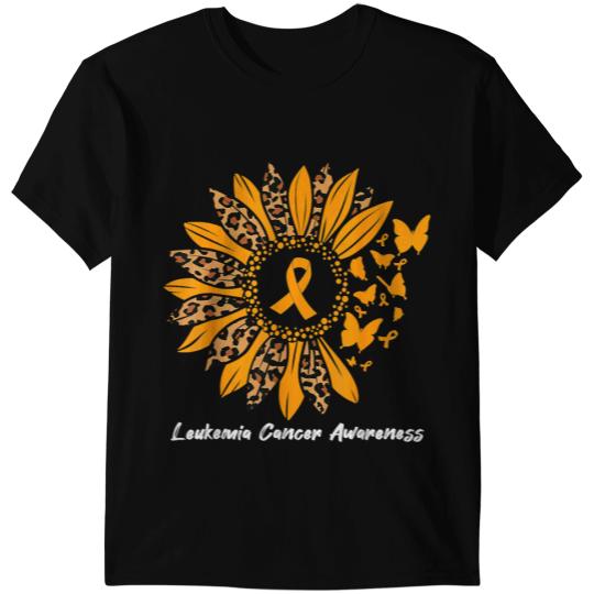Leukemia Survivor Sunflower Butterfly Faith Leukemia Cancer Awareness T-Shirts