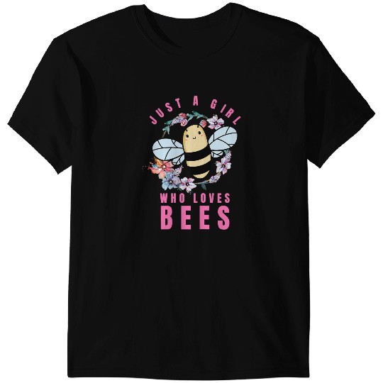 Bee Beekeeping Womens Just a Girl Who Loves Bees Honeybee Beekeeper T-Shirts