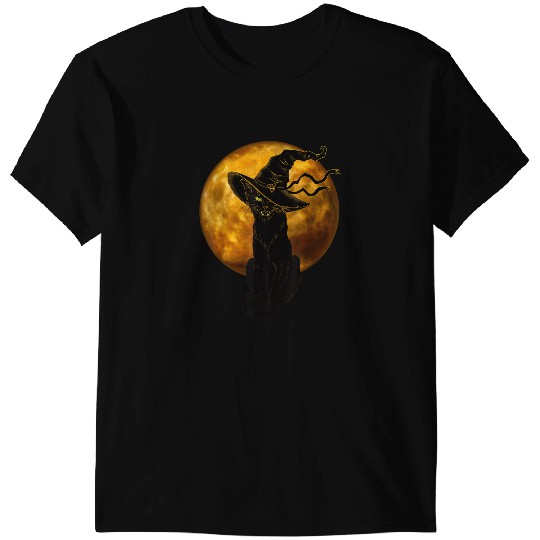 black cats Paws Beautiful Halloween black cats with Witch Hat Full Moon 2Cat 9 T-Shirts