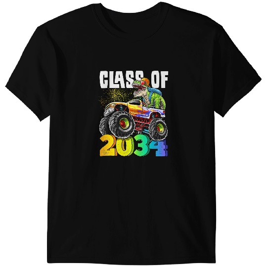 Dinosaur Dino Class of 2034 T Rex Dinosaur Monster Truck Kindergarten Boy T-Shirts