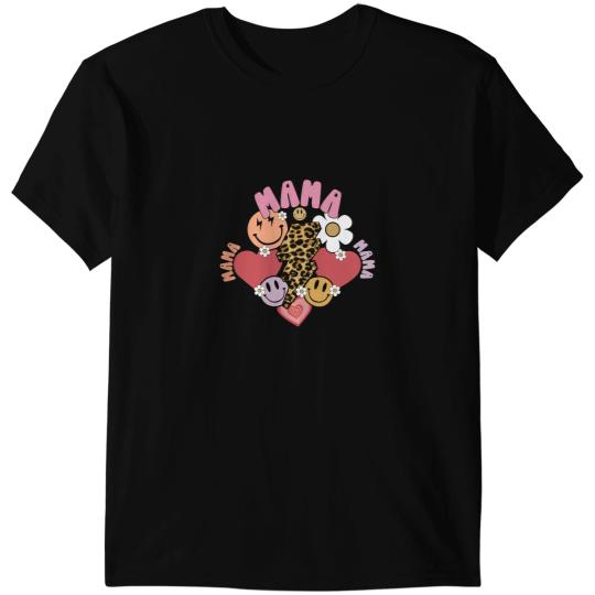 Groovy Mama Leopard Lightning Bolt Smiling Face Mothers Day 1 T-Shirts