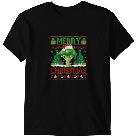 Broccoli Lover xmass Lighting Santa Ugly Broccoli Christmas T-Shirts