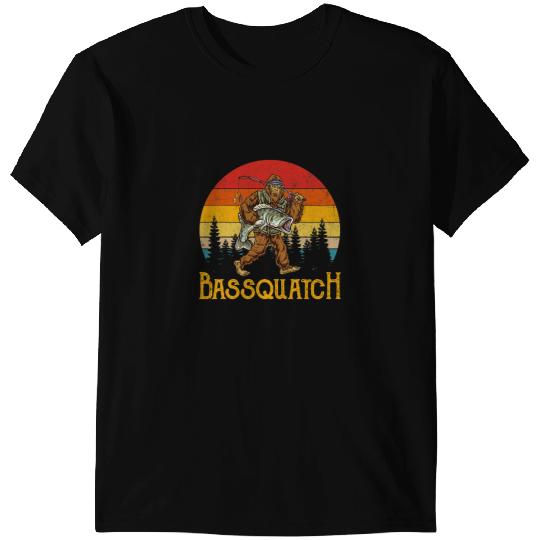 Fishing Bassquatch Retro bigfoots Fishing Bass Fish bigfoots Lovers Fisher T-Shirts