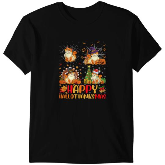 Cat Paws Halloween Thanksgiving Christmas Cat Hallothanksmas T-Shirts