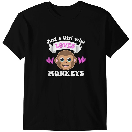 JUST A GIRL WHO LOVES MONKEYS Funny Chimpanzee Monkey Lover T-Shirts