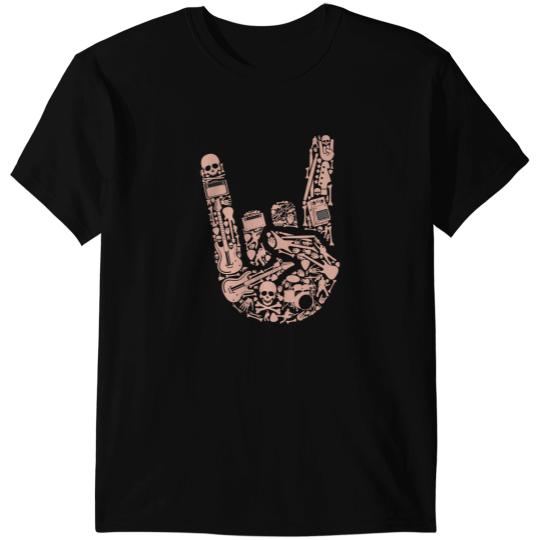 Calligram Art Devil Sign Rock Music Lovers and Rebels T-Shirts