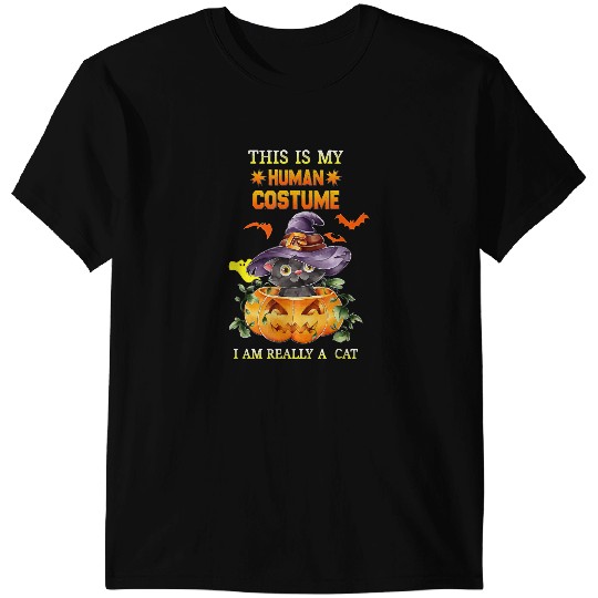 black cats Paws This Is My Human Costume I Am Really A Cat Funny Halloween 133 T-Shirts
