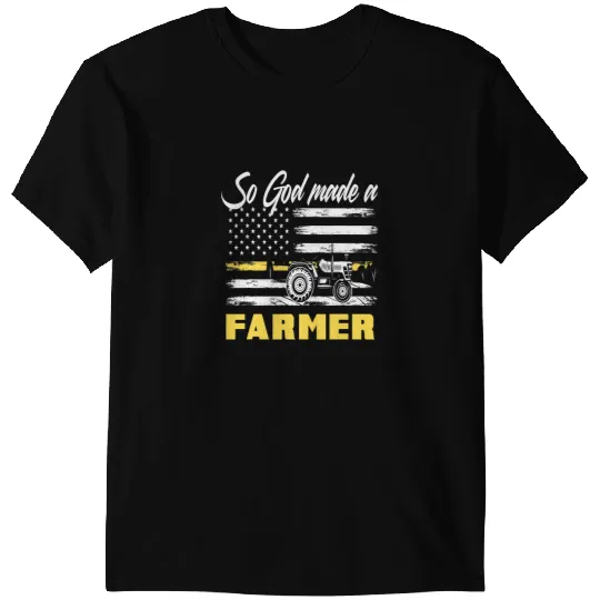 Tractor driving God Made A Farmer American Flag Tractor Farmer T-Shirts