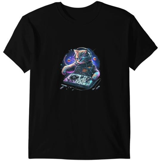 Cat Paws Space Cat DJ Cute Space Cat Disc Jockey Cat Astronaut Suit T-Shirts