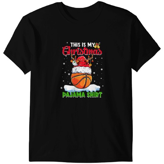 Basketball Gift This is My Christmas Pajama Basketball Christmas Light 2 T-Shirts