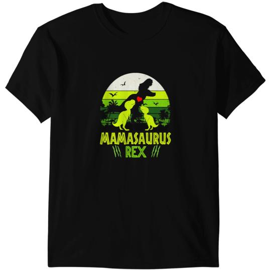 Dinosaur Dino Funny Mamasaurus Rex I Two Kids Mom and Dinosaur Mom T-Shirts