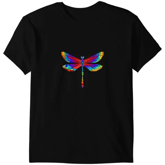 Colourful Polygon Dragonfly I Geometry I Dragonfly T-Shirts