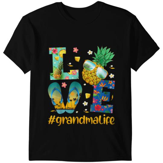 Love Grandma Life Flip Flops Sunglasses pineapples Summer T-Shirts
