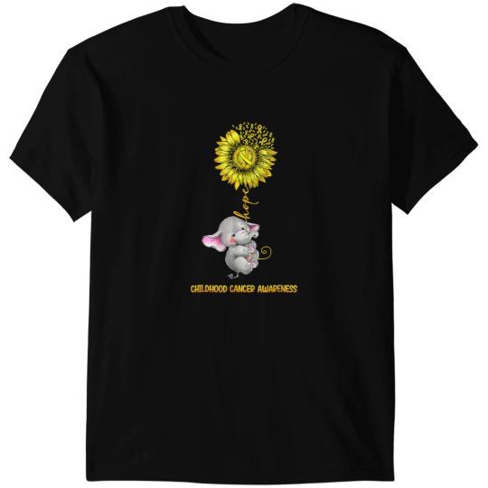 Elephants Lover Of Hope For Childhood Cancer Awareness Gold Ribbon 300 T-Shirts