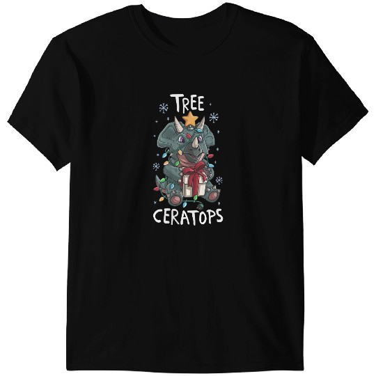Dinosaur Dino Tree Ceratops Cute Triceratops Dinosaur Christmas Tree Lights T-Shirts