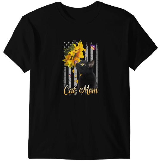 black cats Paws Mom Flag Sunflower T-Shirts