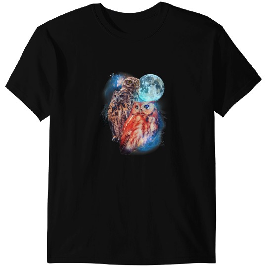 Cute Owl 3 Moon Owl Funny Nocturnal Birds Of Prey Graphic Art Humor T-Shirts