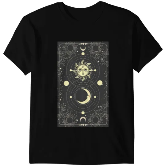 Crescent Moon Full Moon Phase Tarot Card Samhain Wiccan Gift T-Shirts