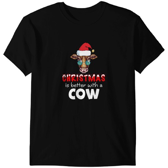 Cattle Cow Christmas Is Better With A Cow Santa snow T-Shirts