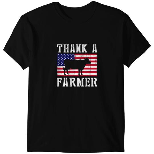 Cattle Cow Thank A Farmer Patriotic Daisy Cow American Flag 4th of July 97 T-Shirts