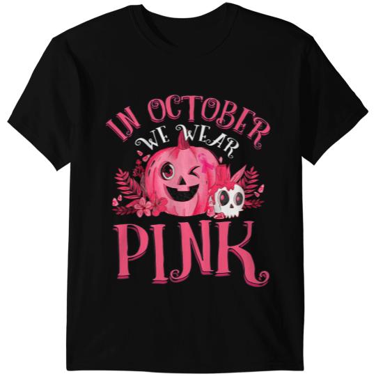 BC In October We Wear Pink Breast Cancer Pumpkin Halloween 2 Cancer T-Shirts