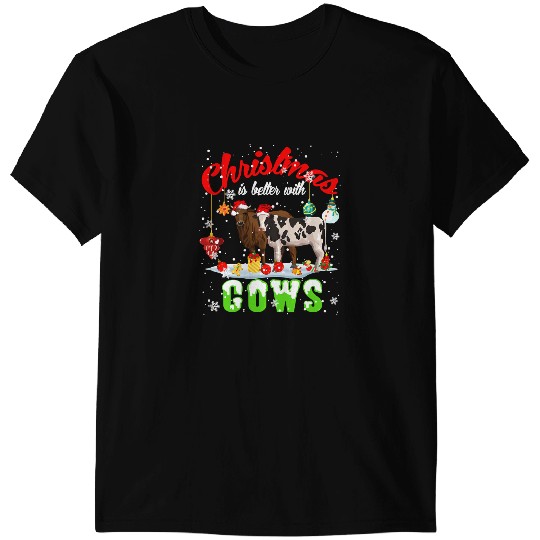Cattle Cow Christmas Is Better With Cows Santa Cow Animal 276 T-Shirts