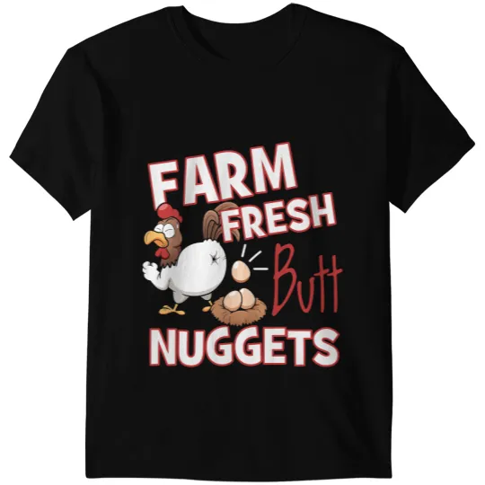 Chicken Poultry Funny Farm Fresh Butt Nuggets Chicken Love 2 T-Shirts