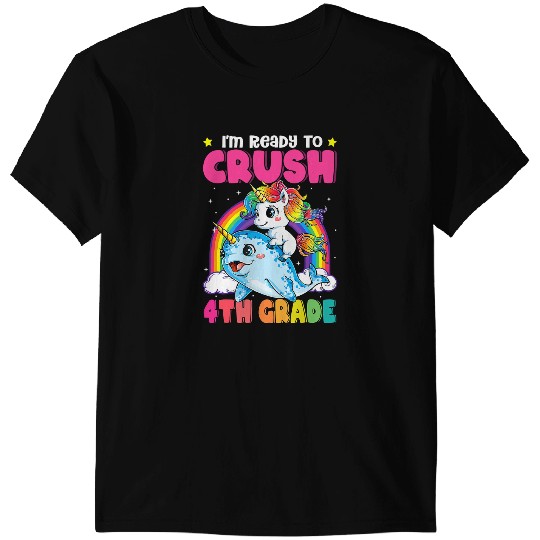 Narwhal Lover Im Ready To Crush 4th Grade Narwhal Unicorns Back to School 21 T-Shirts