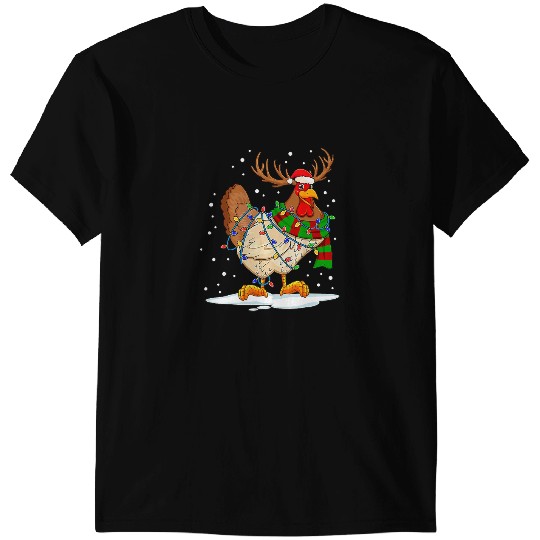 Chicken Poultry Scarf Christmas Light Tree Reindeer xmass Santa188 T-Shirts