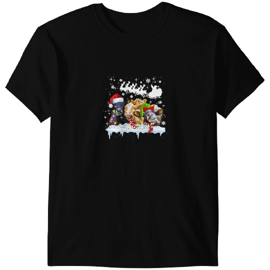 Cattle Cow Christmas Lights Mooey Christmas Santa Santa 250 T-Shirts