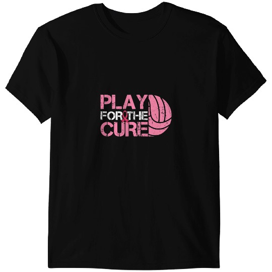 Volleyball Gift Breast Cancer Pink Awareness Ribbon Volleyball For The Cure T-Shirts
