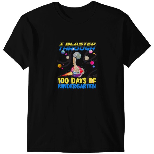 Dinosaur Dino Blasted Through 100 Days Of Kindergarten Astronaut Dinosaur T-Shirts