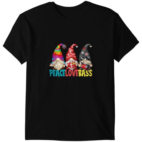Guitar Lover Three Gnomes For Men And Hippie Dad Peace Love Bass T-Shirts